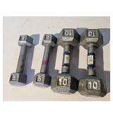 4-Piece 5lb & 10lb Cast IronGray Dumbbell Set