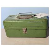 Green Metal Tackle Box With Accessories