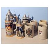 German Beer Steins & Stoneware Mugs