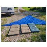 Blue Sun Shade Sail & Cushions Set