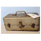 Gray Metal Tackle Box w/Lures  Weights