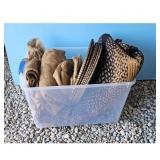 Tan Dark Brown Braided Rug/Burlap & placematts
