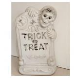 Vintage Halloween Tombstone Trick or Treat Skeleto