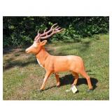 Vintage Orange Deer Statue with Antlers