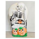 Vintage Halloween Blow Mold Skeleton Cat Pumpkins