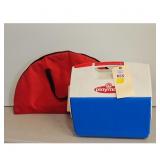 Vintage Playmate Cooler with umbrella for lawnchai