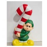 Vintage Elf Holding Candy Cane Christmas Blow Mold