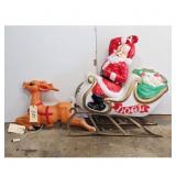 Vintage Santa Claus Sleigh and Reindeer Christmas