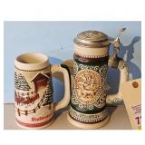 Vintage Budweiser & English Setter Beer Steins