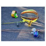 Metal Hot Air Balloon Garden Stake with Flower Acc