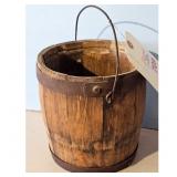 Antique Wooden Pail Bucket with Metal Bands