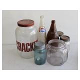 BLUE FRUIT JAR, PEPSI BOTTLE, LARGE MODERN