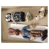 WIND UP TOYS AS IS, & RABBIT & KITTY CLOCK