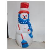 Vintage Blow Mold Snowman Christmas Decoration Red