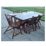 Vintage Farmhouse Dining Table and 6 Chairs Set