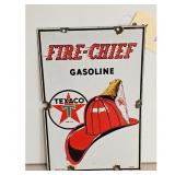 Vintage Fire Chief Gasoline Texaco Metal Sign