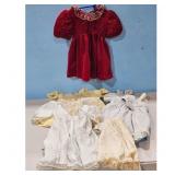 Vintage Baby Dress Lot Red Velvet & Smocked Yellow