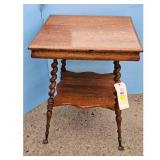 Antique Oak Barley Twist Side Table with Claw Feet