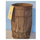 Antique Wooden Barrel with Metal Bands