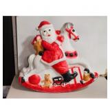 Vintage Santa on Rocking Horse Blow Mold Christmas