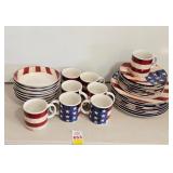 American Flag Patriotic Dinnerware Set Mugs Plates