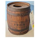 Antique Wooden Barrel 'Sweet Pickled Figs' Conta