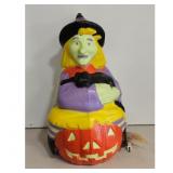Vintage Halloween Witch and Black Cat Blow Mold Li
