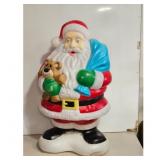 Vintage Blow Mold Santa Claus with Teddy Bear and