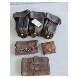WWII GERMAN? AMMO POUCHES & OTHER LEATHER POUCHES