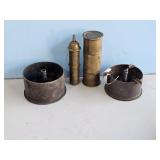 2-ASH TRAYS MADE FROM ARTILLERY CASINGS. BRASS