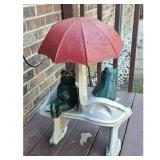 Vintage Concrete Frog Bench with Umbrella Garden S