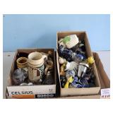 ANIMAL FIGURINES, SMALL BEER STEINS, RUBY TO CLEAR