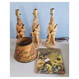 DAVEY CROCKETT LAMPS & ONE SHADE