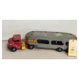 Vintage Lumar Auto Transport Tin Toy Truck and Tra