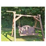 Wooden Garden Swing Bench with Heart Cutouts