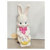 Vintage Easter Bunny Lamp with Baby Bunny in Baske