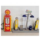 Vintage Shell and Sunoco Gas Pump Diorama Display