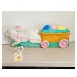 Vintage Easter Bunny Pulling Egg Basket Blow Mold