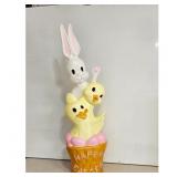Vintage Easter Bunny and Ducklings Lighted Blow Mo