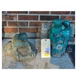 2 Vintage Concrete Frog Garden Statues