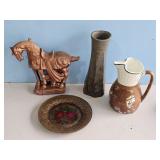 VASE, PITCHER, HORSE FIGURINE