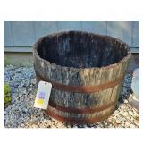 Rustic Wooden Barrel Planter