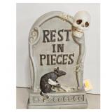 Halloween Tombstone Skeleton Rat Resin Figurine "