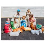 Vintage Blow Mold Nativity Scene Set 11 Pieces Chr