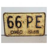 1948 Ohio License Plate 66-PE