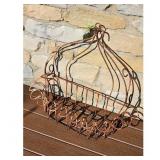 Vintage Rusty Metal Hanging Planter Basket Wrought