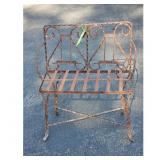 Vintage Rusty Wrought Iron Garden Bench Seat