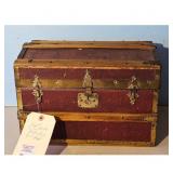 Antique Burgundy Leatherette  Dome Top Steamer Tru