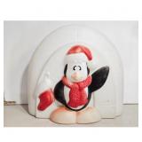 Vintage Plastic Penguin Igloo Christmas Decoration