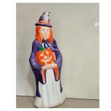 Vintage Halloween Witch and Pumpkin Blow Mold Ligh